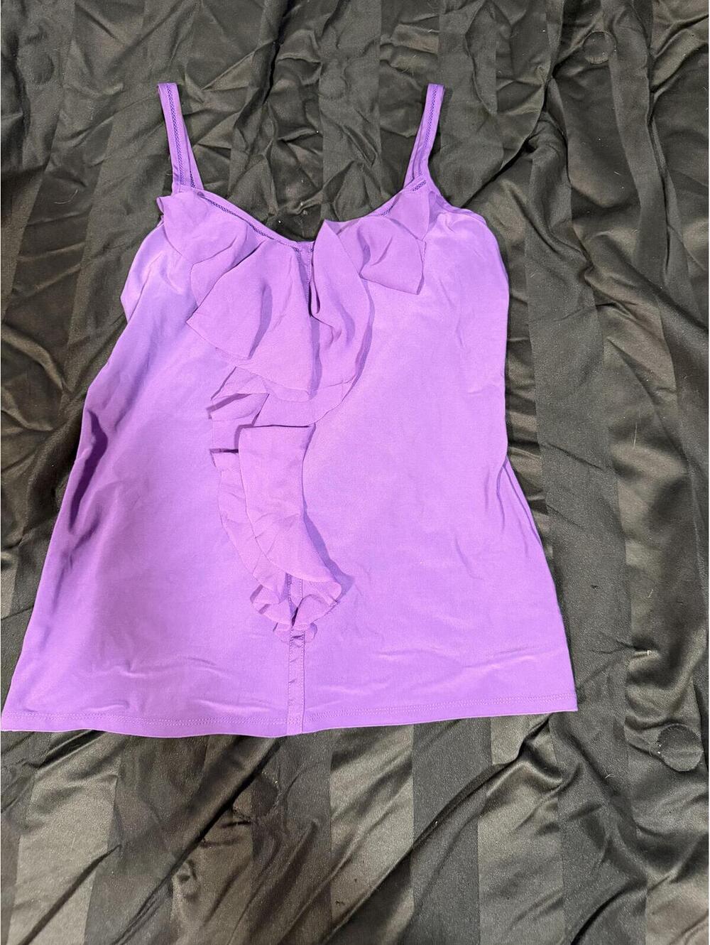 White House Black Market Purple Ruffle Detail‎ Camisole Top Medium